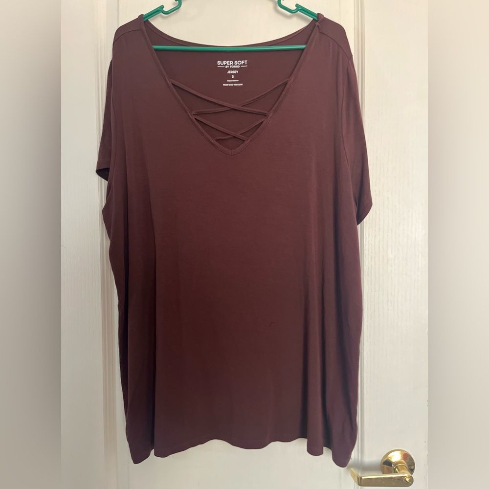 3X Torrid Brown Crisscross V-Neck Top